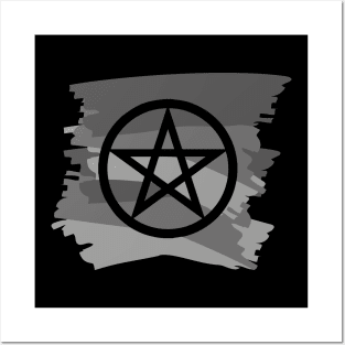 Pagan Pentagram Grey Paint Witch Magick Posters and Art